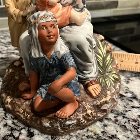 Masterpiece Porcelain Jesus With The Children “ Come Unto Me” By Homco 1989 - Picture 7 of 7